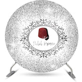 Aperturee - White Silver Red Hat Petit Prince Round Backdrop